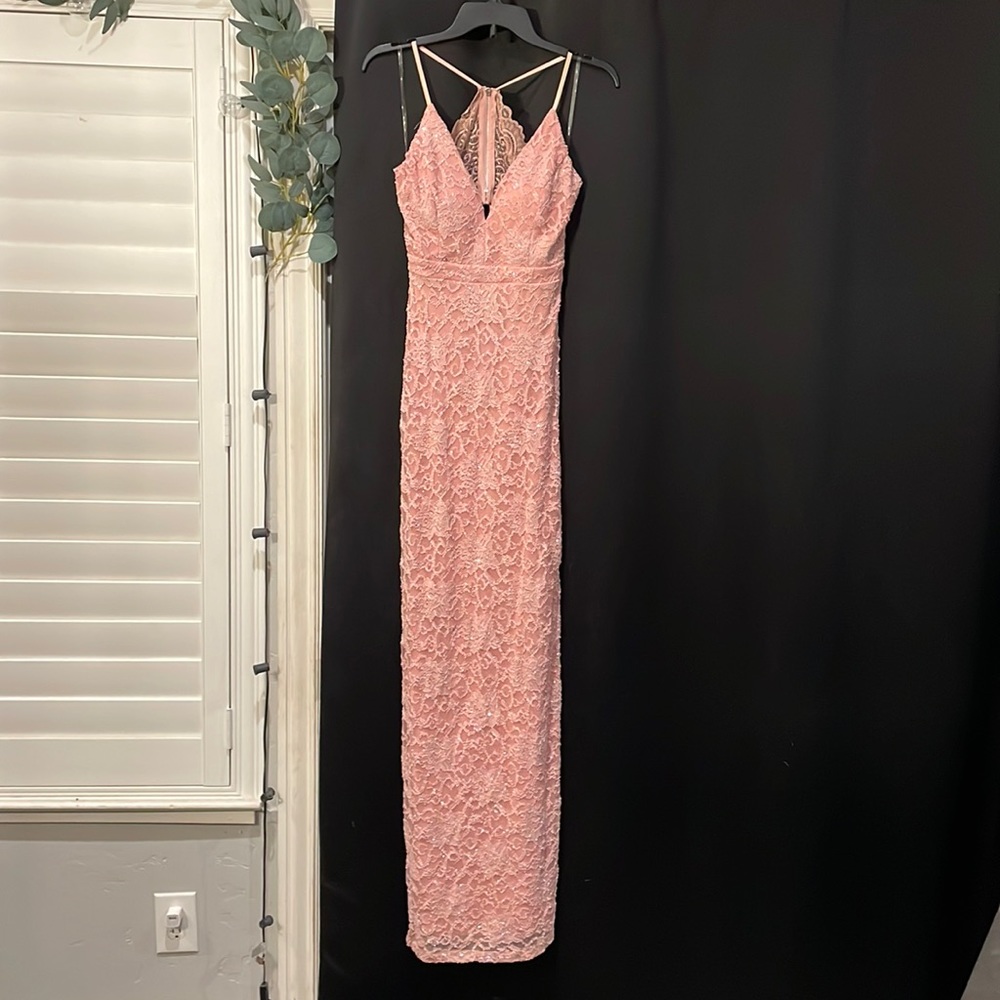 Light Pink Tight Lace Gown